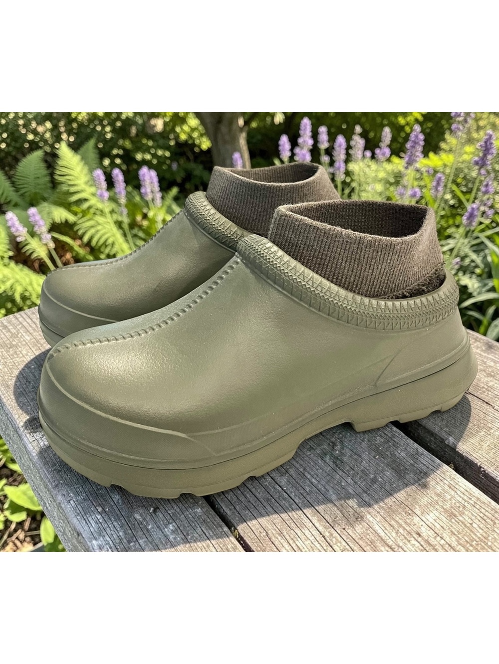 UGG Tasman X Clogs Women 8 Burnt Olive Green Removable UGGplush Liner 1125730